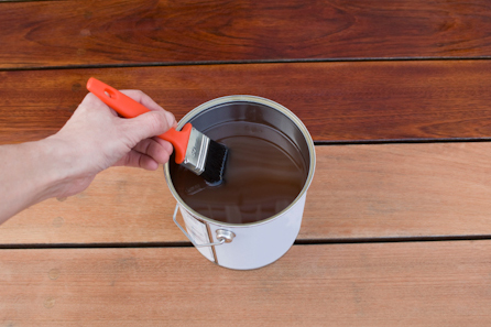 wood deck being stained